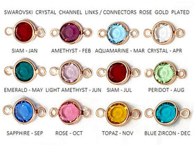 60pc Set of Genuine 6mm Swarovski Birthstone Channel Connectors or Links Rose Gold Plated Links - BeadPrism