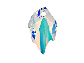Swarovski Crystal, #6735 Leaf Pendant 45mm, Crystal AB, Wholesale - BeadPrism