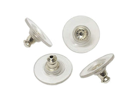 Wholesale Sterling Silver Bullet Clutch Earring Back With 11.5mm Plastic Disc, Choose Package Size - BeadPrism
