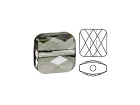Swarovski 5053 Mini Square Beads, 8mm, Black Diamond | 12 Pack - BeadPrism