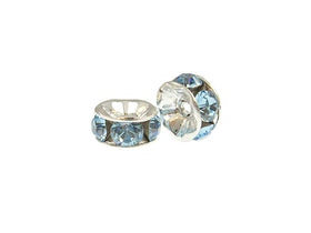 Wholesale Genuine Swarovski Rhinestone Rondelles Silver Plated 5mm Aquamarine, Choose Package Size - BeadPrism