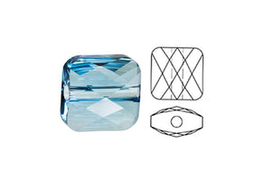Swarovski 5053 Mini Square Beads, 8mm, Aquamarine | 12 Pack - BeadPrism