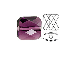 Swarovski 5053 Mini Square Beads, 8mm, Amethyst | 12 Pack - BeadPrism