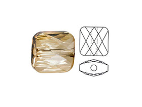 Swarovski 5053 Mini Square Beads, 8mm, Crystal Golden Shadow | 12 Pack - BeadPrism