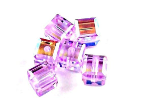 Wholesale Genuine Swarovski 5601 6mm Violet AB Cube Beads, Choose Package Size - BeadPrism