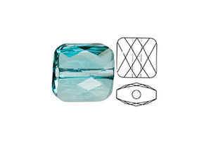 Swarovski 5053 Mini Square Beads, 8mm, Light Turquoise | 12 Pack - BeadPrism