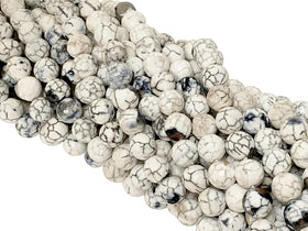 6mm Nirvana Agate Faceted Round Gemstones, 63 Beads Strand, Cream Ivory Khakhi white Grey - SAGT344 - BeadPrism