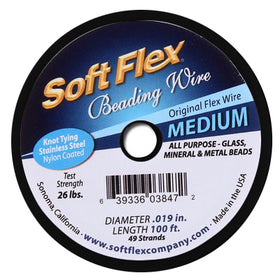 100 Feet - Soft Flex .019 inch MEDIUM 49 Strand Wire  Black Onyx - BeadPrism