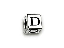 4.5mm Sterling Silver Letter Bead D