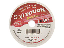 30 Feet - Soft Touch .024 inch HEAVY 49 Strand Wire  Clear (Satin Silver) - BeadPrism