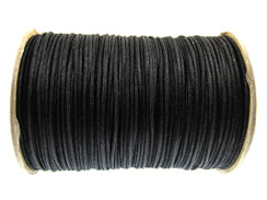 Supreme Waxed Cotton Cord 1mm Round Black 250 Yards - BeadPrism