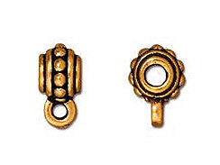 10 Pc Beaded Bail Bead 10x7mm Antique Gold Finish Tierracast Beads - P5509GA - BeadPrism