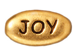 10 Pc "Joy" Bead 11x6mm Antique Gold Tierracast Beads - P5644GA - BeadPrism