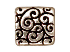 10 Pc Square Scroll Bead 9.5mm Antique Silver Tierracast Beads - P5673SA - BeadPrism