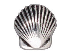 10 Pc Small Shell Bead 9x9mm Antique Silver Finish Tierracast Beads - P5682SA - BeadPrism