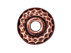 10 Pc Hammertone Large Hole Bead 10mm Antique Copper Finish Tierracast Large Hole Beads - P5713CA - BeadPrism