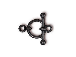 3 Sets Anna Toggle Clasps 12mm Ring 21mm Bar Black Finish Tierracast Toggle Clasps - P6154BK - BeadPrism