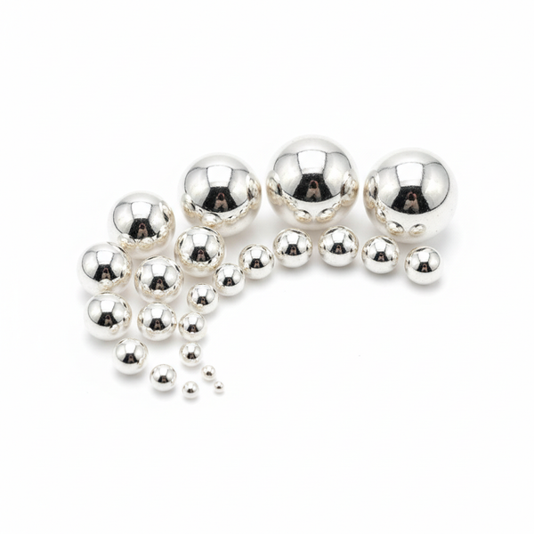 Sterling silver plain round bright beads in different sizes