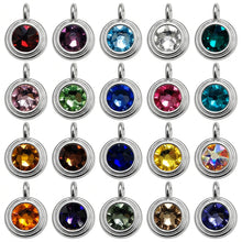 Load image into Gallery viewer, TierraCast Stepped Bezel Charm with  Swarovski Stones, Bright Rhodium Plated-P6745S-XX