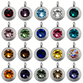 TierraCast Stepped Bezel Charm with  Swarovski Stones, Bright Rhodium Plated-P6745S-XX