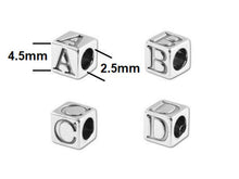 Load image into Gallery viewer, 4.5mm Sterling Silver Letter Block Beads, Choose your Letters and Quantity, SQ45-XX
