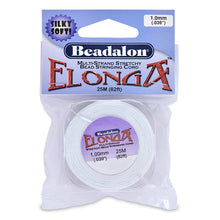 Load image into Gallery viewer, 25m 82ft Beadalon Elonga Stretch Cord, White 0.039 Inch 1.0mm, Beadalon Multi Strand Elastic Cord, Beadalon Stringing Supplies - 135U-002