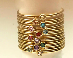 Dainty Birthstone Stacking Ring, 14K Gold Filled, Minimalist Ring, Custom Ring, Midi Ring, Mom gold rings, Gemstone Gold Birthstone Rings - BeadPrism
