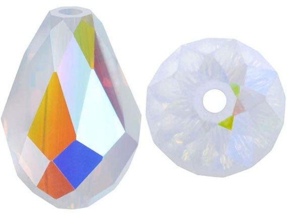 Swarovski 5500 CRYSTAL AB 9 x 6mm Faceted Drop Beads, Swarovski Crystal Beads, Small and Wholesale Packs