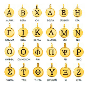 TierraCast Pewter Greek Letter Charm, Antiqued Gold Plated, Choose your Letters and Package Quantity - BeadPrism