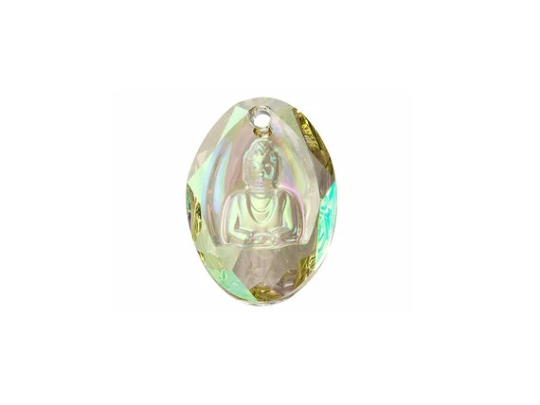 Swarovski Buddha Pendant 28mm Crystal Luminous Green, Yoga, Buddhism, Meditation - 6871-28CLlug