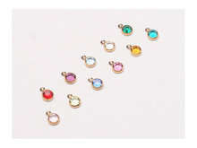 Load image into Gallery viewer, 10 New Smaller 4mm Stone Swarovski Birthstone Channel Charms Gold Plated, Choose COLOR CC4S-XXXX10 - BeadPrism