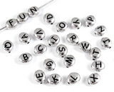 Choose your Letters and Quantity TierraCast 7x6mm Antique Rhodium/White bronze finish Assorted Oval Letter Beads