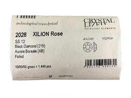 Swarovski 2028 Foiled Flatbacks SS12 Black Diamond AB No Hotfix Rhinestones, Choose Quantity