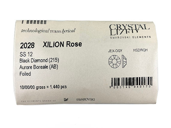 Swarovski 2028 Foiled Flatbacks SS12 Black Diamond AB No Hotfix Rhinestones, Choose Quantity