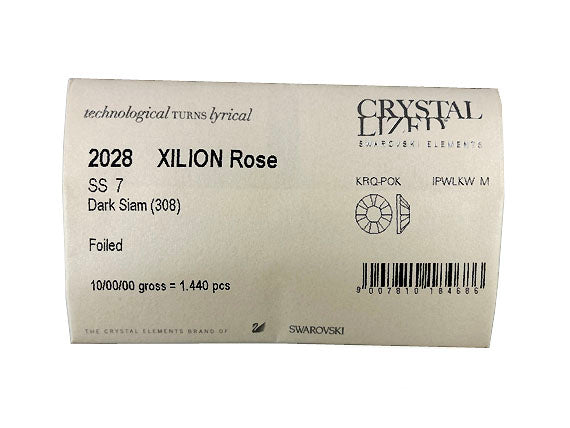 Swarovski 2028 Foiled Flatbacks SS7 Dark Siam No Hotfix Rhinestones, Choose Quantity