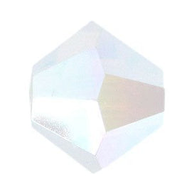 Swarovski Crystal, #5328 Bicone Beads 3mm, White Opal AB 2X, Wholesale Packs - BeadPrism