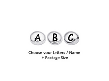 Load image into Gallery viewer, Choose your Letters and Quantity TierraCast 7x6mm Antique Rhodium Assorted Oval Letter Beads - BeadPrism