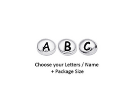 Choose your Letters and Quantity TierraCast 7x6mm Antique Rhodium Assorted Oval Letter Beads - BeadPrism