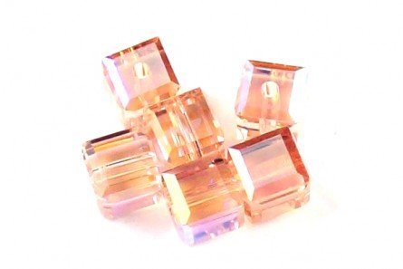 Wholesale Genuine Swarovski 5601 4mm Vintage Rose AB Cube Beads, Choose Package Size - BeadPrism