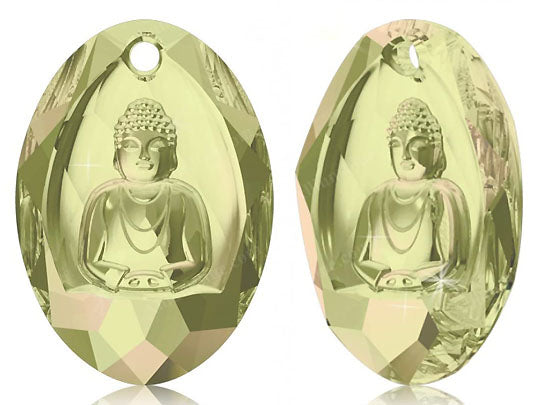 Swarovski Buddha Pendant 28mm Crystal Luminous Green, Yoga, Buddhism, Meditation - 6871-28CLlug