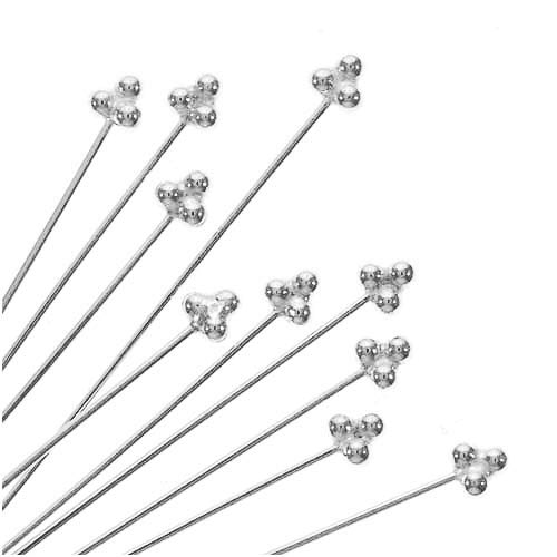 Sterling Silver .925 Headpin with 3 dots, 2 Inch, 24 Gauge, Choose Package Size - BeadPrism