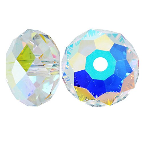 Swarovski 5040 Rondelle Crystal Faceted Beads Crystal AB | 8mm | Small & Wholesale Packs - BeadPrism