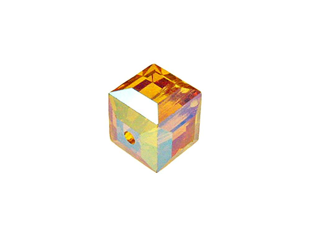 Wholesale Genuine Swarovski 5601 8mm Topaz AB Cube Beads, Choose Package Size - BeadPrism