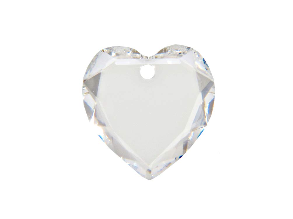 Swarovski Crystal, #6225 Flat Heart Pendant 18mm, Crystal, Wholesale Packs - BeadPrism