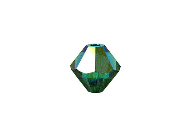 Swarovski Crystal, #5328 Bicone Beads 6mm, Emerald AB, Wholesale Packs - BeadPrism