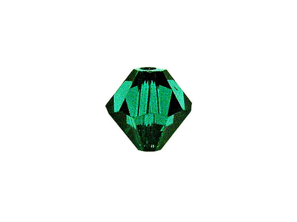 Swarovski Crystal, #5328 Bicone Beads 4mm, Emerald, Wholesale Packs - BeadPrism