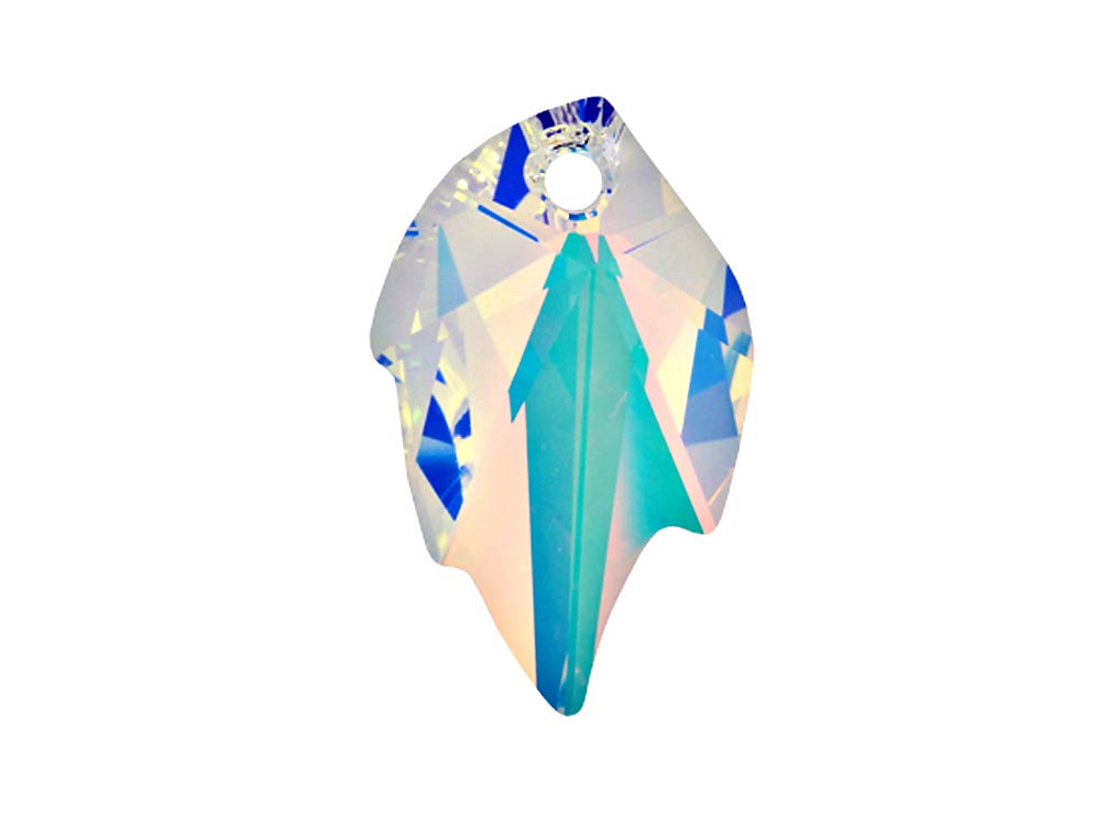 Swarovski Crystal, #6735 Leaf Pendant 45mm, Crystal AB, Wholesale - BeadPrism