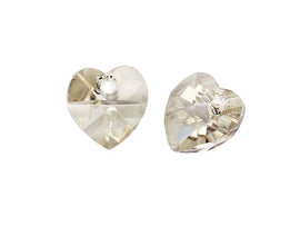 Swarovski Crystal, #6228 Heart Shape Pendant 18mm, Crystal Silver Shade, Wholesale Packs - BeadPrism