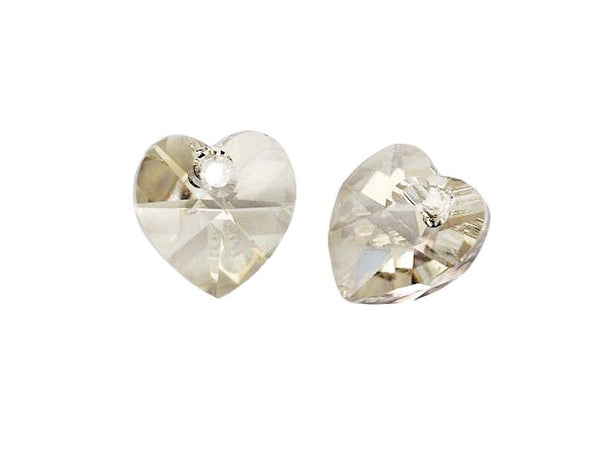 Swarovski Crystal, #6228 Heart Shape Pendant 10mm, Crystal Silver Shade, Wholesale Packs - BeadPrism