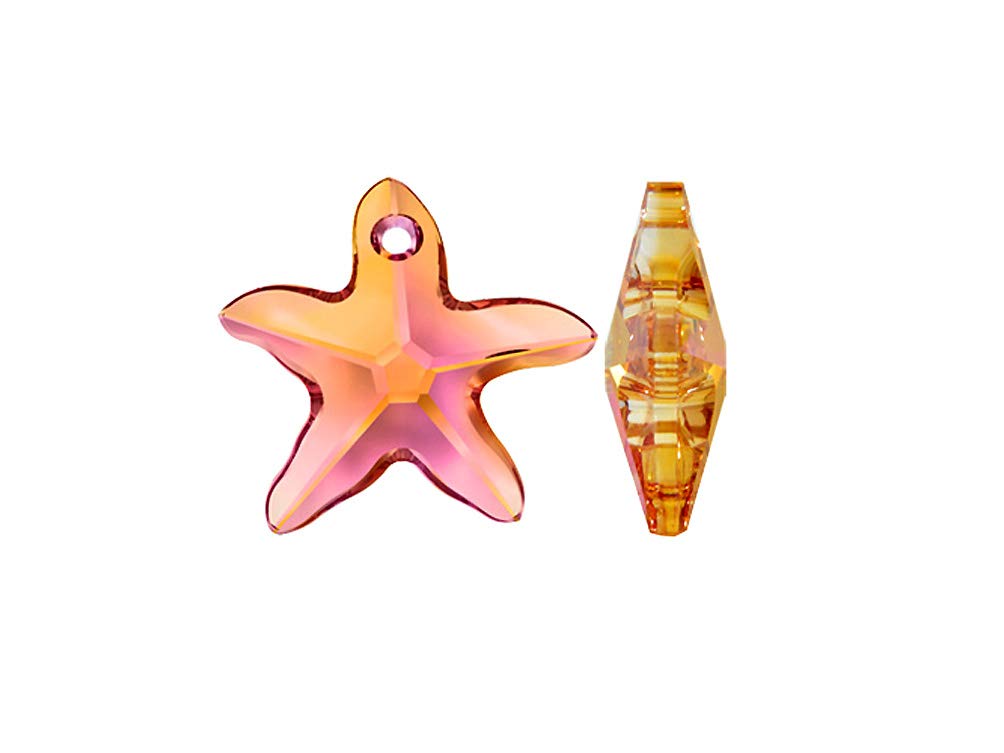 Swarovski Crystal, 2 Pieces, #6721 Starfish Pendant 16mm, Crystal Astral Pink, Wholesale - BeadPrism